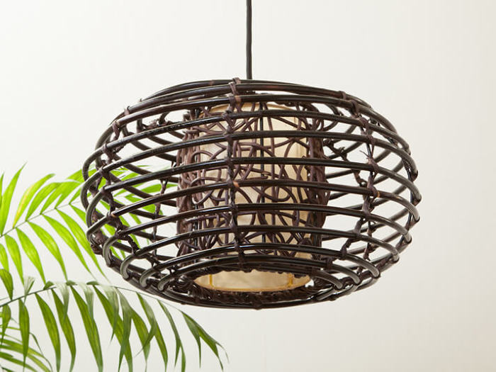 ラタンペンダントライト / 楕円ランプシェード【45259】 /アジアン雑貨