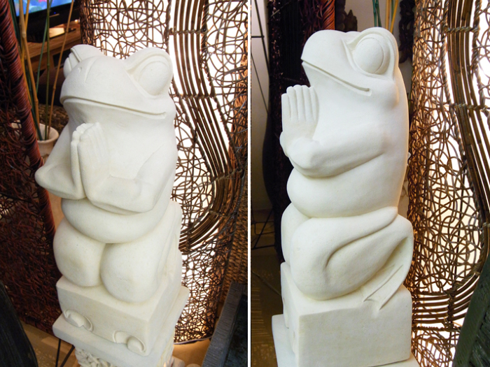 白いカエルの石像 パリマナンストーン石像オブジェ 置物 [単体]【46709