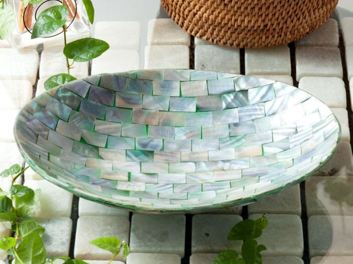 天然シェルトレー [オーバル型 / グリーン]【46988】 /アジアン