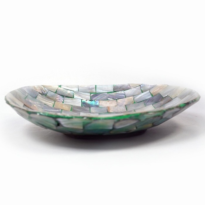 天然シェルトレー [オーバル型 / グリーン]【46988】 /アジアン雑貨