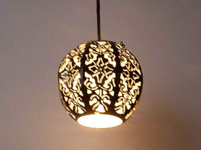 アンティークランプガラスシェードスタンド アイアン製ペンダントライト / カービングランプシェード【47104