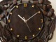 壁面に彩りを加える木製手彫り掛け時計  ウッドレリーフ木製掛け時計 (フランジパニ)【47658】