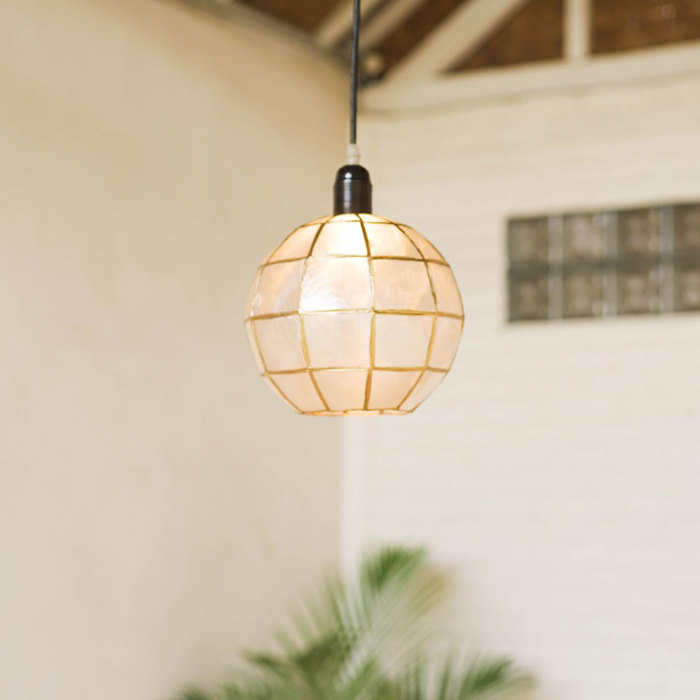 カピスボールハンギングランプ カピス貝 天吊り ペンダントライト 照明