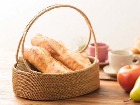 アタ製バスケット / ハンドル付き【50715】 /アジアン雑貨・バリ雑貨