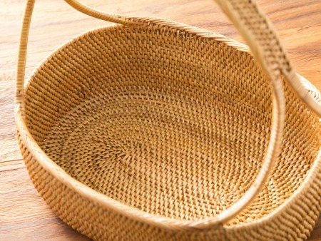 アタ製バスケット / ハンドル付き【50715】 /アジアン雑貨・バリ雑貨