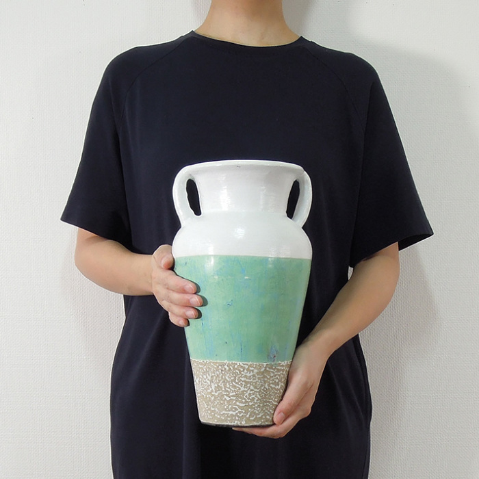 テラコッタ製フラワーポット 花瓶 / ターコイズ [2タイプ展開