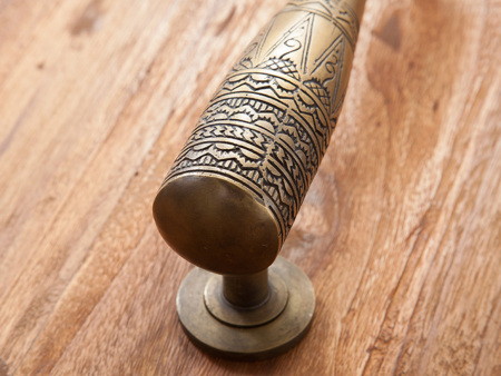 装飾的な金属製ドアハンドルセット　アンティーク　真鍮 長さ30cm] アジアン真鍮製ドアハンドル / アンティークブロンズ