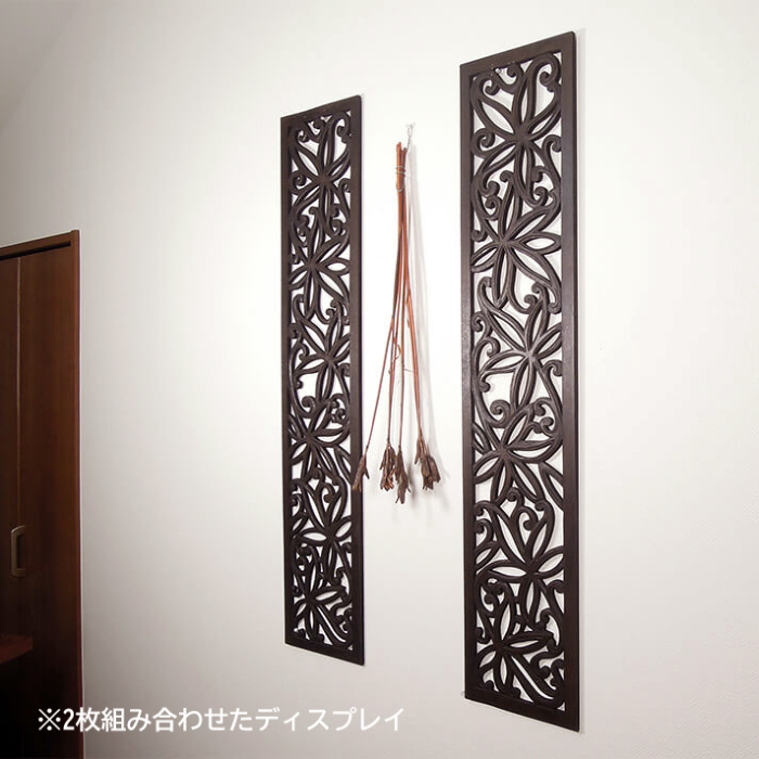 MDFウッドレリーフパネル (フラワー / 100cm)【52570】 /アジアン雑貨