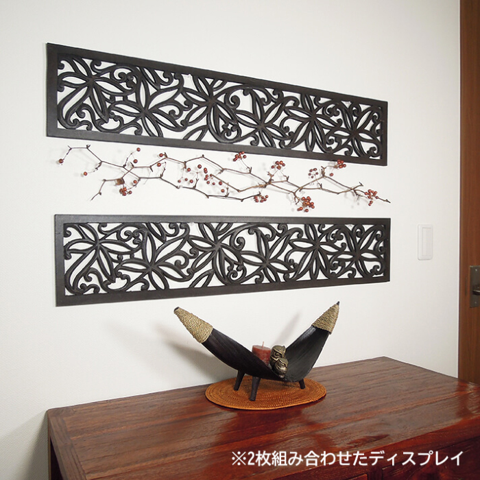 MDFウッドレリーフパネル (フラワー / 100cm)【52570】 /アジアン雑貨