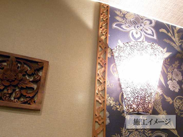 チーク無垢材のアジアン建材ウッドケーシング 壁面装飾 カービング