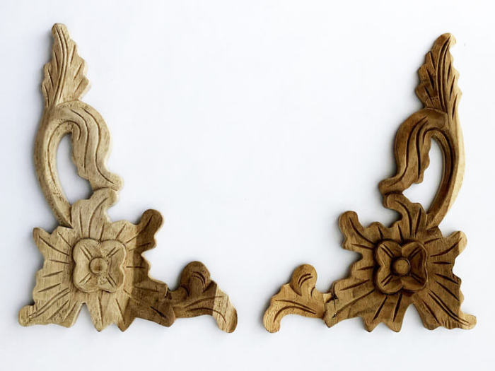 アジアン建材カービング チーク無垢材 壁面装飾 ウォール