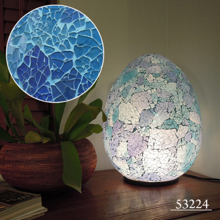 レトロ ガラス カラフルランプ ※欠け修正済み モザイクエッグ卓上アートランプ [4色展開]【53223lm】 /アジアン雑貨