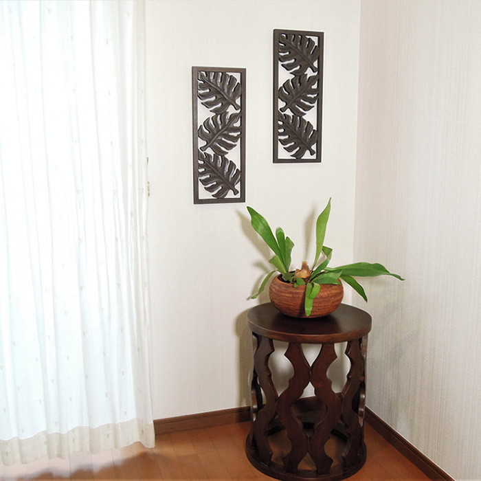 MDFウッドレリーフ (モンステラ / 50×20cm) [2色展開]【53454ig