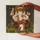 幸せを呼ぶガネーシャの彫刻絵画  ガネーシャのウッドレリーフ アートパネル【53486】