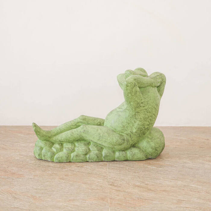 リラックスカエル石像A ストーンオブジェ【54237】 /アジアン雑貨
