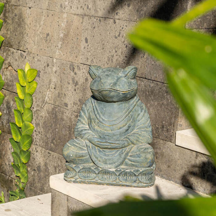 座禅カエル石像 ストーンオブジェ【54239】 /アジアン雑貨・バリ雑貨