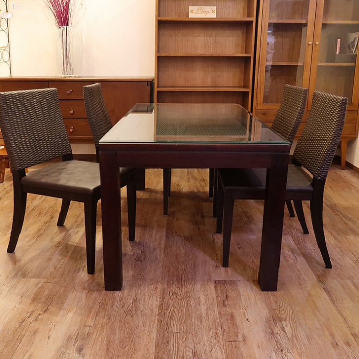 ダイニングテーブル（幅135cm)＆椅子4脚の5点セット /アジアン家具 