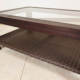 チーク無垢材を贅沢に使った重厚感あるテーブル  チーク＆ラタンローテーブル  [Alam Sari アラムサリ] 【AS-296SBR】 セミオーダー対応