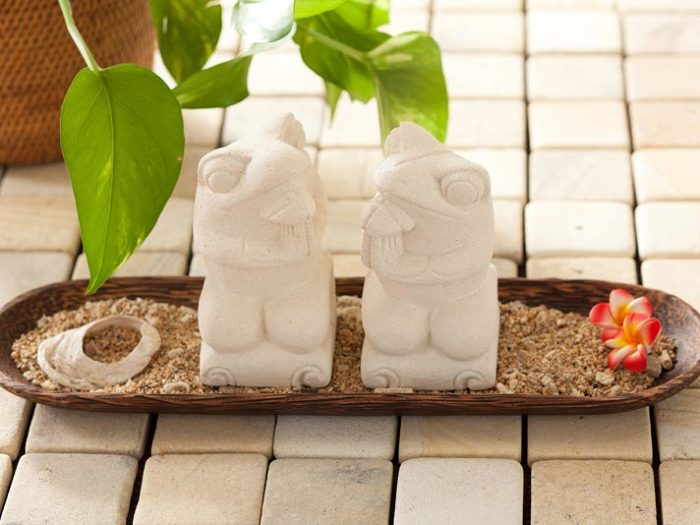 アジアン雑貨　バリ雑貨　パラストーン　セット バリニーズカップル 男女ペアセット オブジェ 置物 H11cm