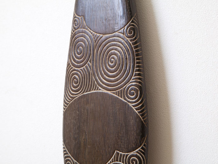 アンティーク　パドルオブジェ　木製　インドネシア　アジアン 木彫り スタンドオブジェ 置物 男女 ペアセット ゴールド