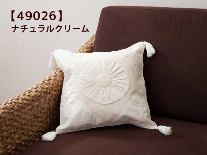 コットンクッションカバー / ホワイト [5タイプ展開]【cushioncover-white】 /アジアン雑貨・バリ雑貨