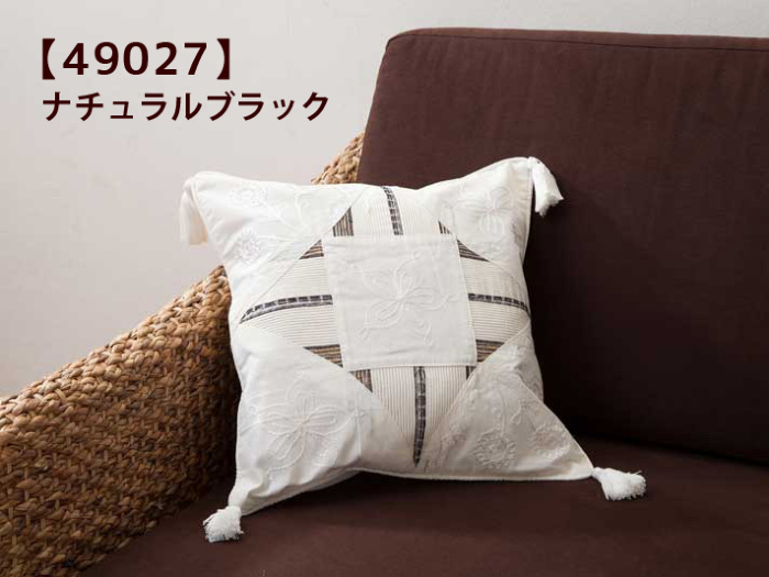 コットンクッションカバー / ホワイト [5タイプ展開]【cushioncover-white】 /アジアン雑貨・バリ雑貨