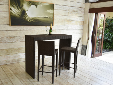 バーカウンターテーブルセット　シンセティックラタン HAVEN シンセティックラタン バーカウンター＆スツール3脚セット